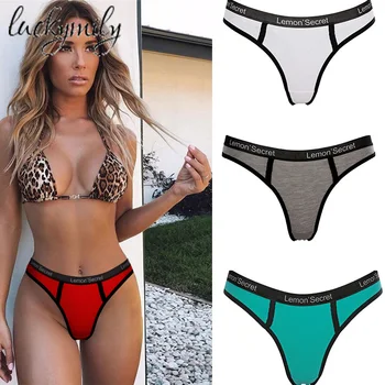 

luckymily Sexy Women Seamless Cotton G-String Thong Female Pants Underwear Womens Lingerie Letter Panties Low Waist Briefs Tanga
