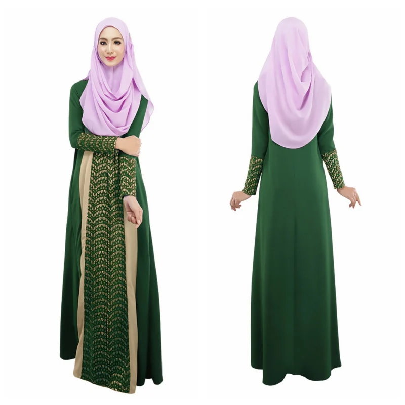 Для женщин мусульманский кафтан арабский джилбаб абаи Исламская шить платье макси с длинным рукавом 4 цвета T8