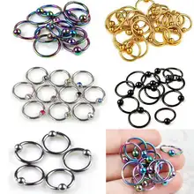 10 шт. Нержавеющая сталь плененное обруч кольцо для носа мяч пирсинг ювелирные изделия