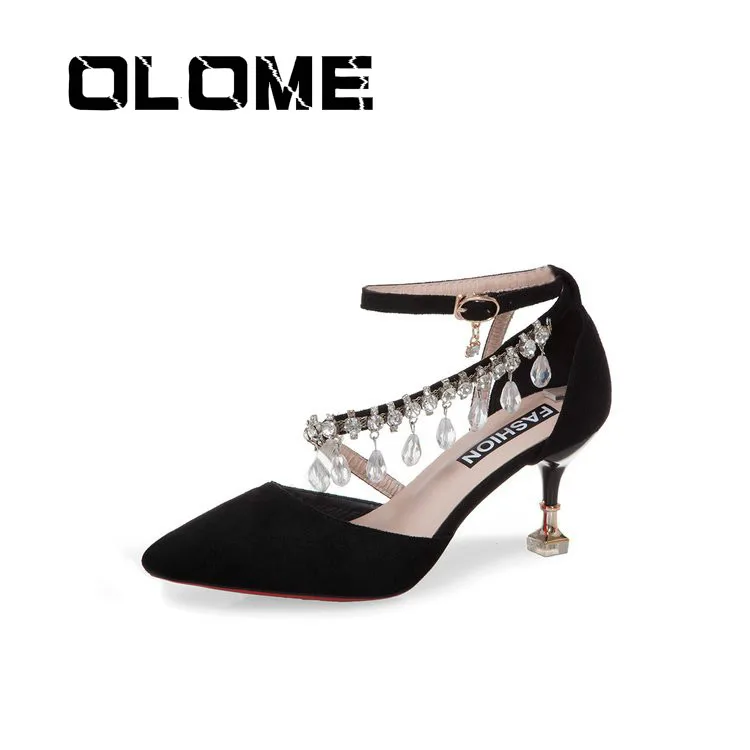 

Women's Shoes 2019 New Korean Version Of The Wild High-heeled Shoes Pointed Hollow Open Nude Bow High Heels Chaussures Femmes