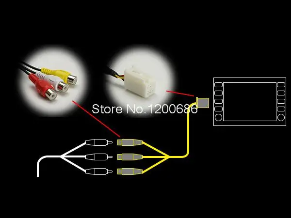 6Pin и v-образным вырезом, Порты и Разъёмы RCA AV RCA Вход кабельный жгут для Toyota Модели с 6 контактные разъемы