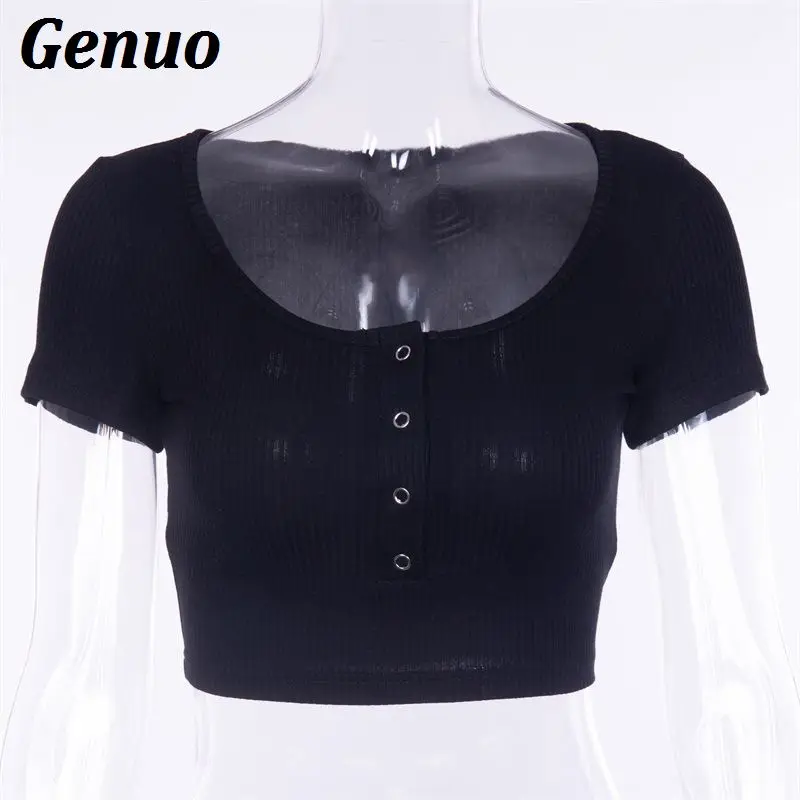 Genuo Women Knitted Sweater And Pullovers Ladies Short Sleeve Crop Top Knitwear Female Winter Autumn Pull Femme 2018