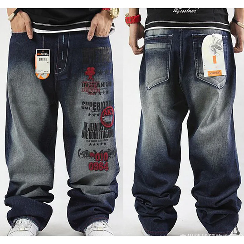 Plus Size hip hop baggy paint jeans men jean harem pants Skateboard desinger printed Jeans Loose