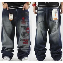 Plus Size hip hop baggy paint jeans men jean harem pants Skateboard desinger printed Jeans Loose