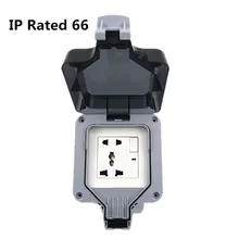 IP66 Waterproof Outdoor Wall Power Socket 10A EU/UK/US/AU Standard Universal 5 Hole Switched Outlet Electrical Outlet Grounde atlantic 3 color 3 pins hole eu uk universal sokcet crystal tempered glass 10a multifuncational universal wall socket big sale