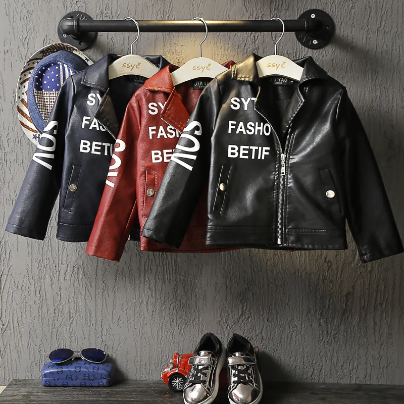 

girl jackets girl outerwear coats 2016 new autumn baby girl boy jackets letter printed pu leather kids jackets motorcycle jacket