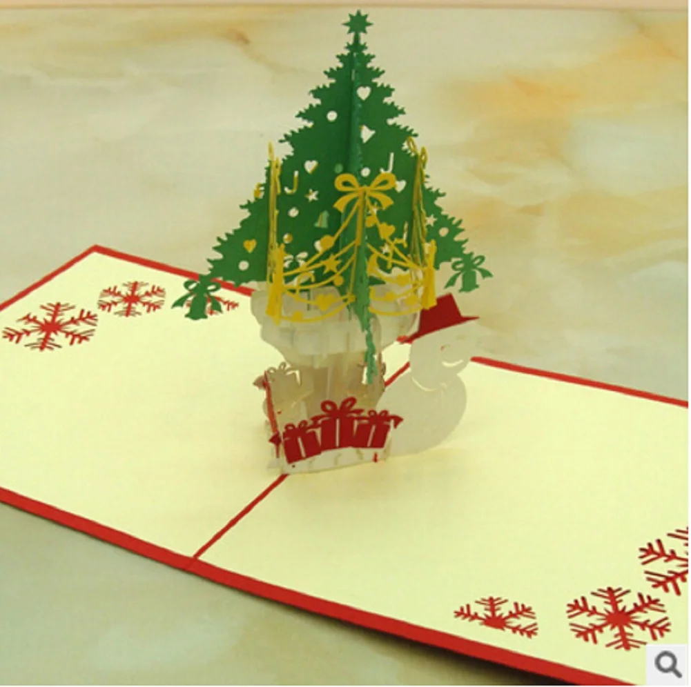 3D всплывающие поздравительные открытки Рождество Свадьба День рождения Рождество открытка Рождественский подарок пригласительная открытка - Цвет: Прозрачный