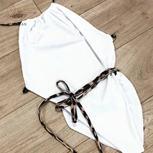 Бразильское леопардовое бикини Peachtan, новинка, стринги с лямкой через шею, Цельный купальник с высокой посадкой, женский купальный костюм, монокини, для пляжа