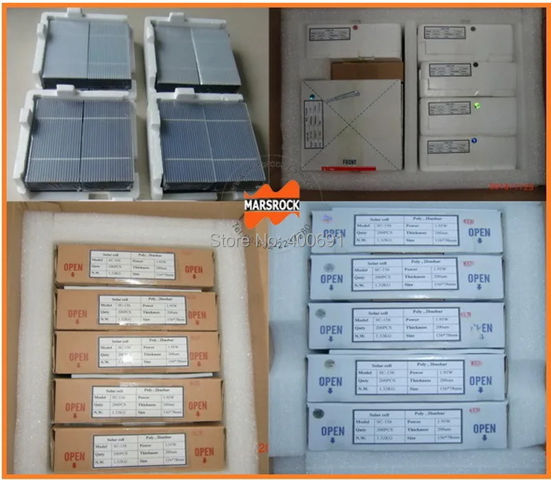 200 шт. 2-2,1 Вт 156x78 мм(" x 6") поликристаллические солнечные фотогальванические элементы хорошего качества