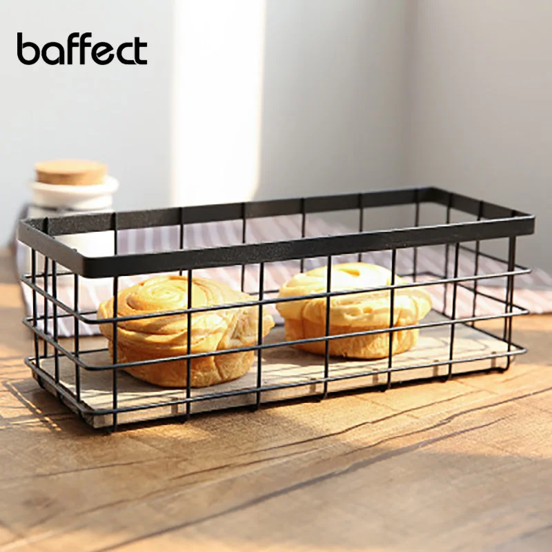 

Nordic Style Simple Storage Basket Wrought Iron Square Storage Basket Bathroom Kitchen Living Room Desktop Storage Organizer