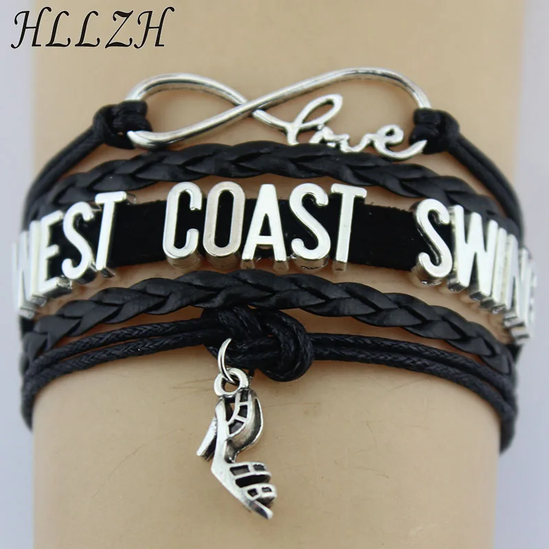Infinity Love West Coast Swing Bracelets Dance High heels Charm Handmade Rope Leather Bangles For Women Men Jewelry | Украшения и