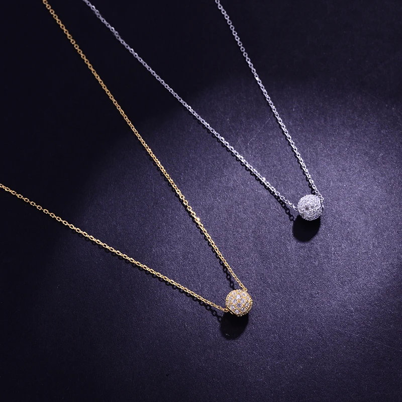 

Silver/Gold Ball Pendant Necklaces for Women Designer Brand Genuine Silver 925 Collar Chains Fashion Necklace Jewelry 2019
