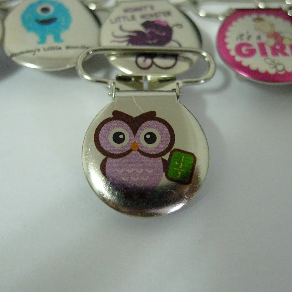 

25pcs Big Eye Owl Enamel Suspender Clips