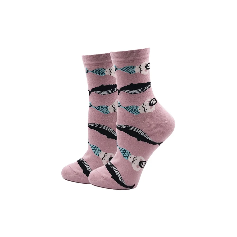Милые модные мягкие новые хлопковые женские носки Единорог утка инопланетянин динозавр Красочные мультфильм счастье кавай забавные носки для девочек подарок - Цвет: C307