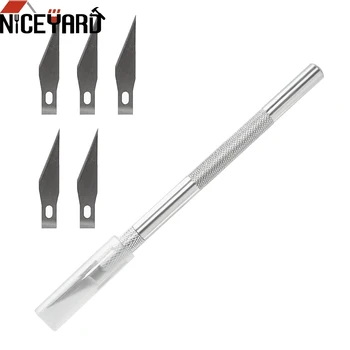 

NICEYARD DIY Carving Knife Stencil Chiseling Craft Artwork Cutting Knife 6 Blades Aluminum Alloy Sculpture Scalpel Knife