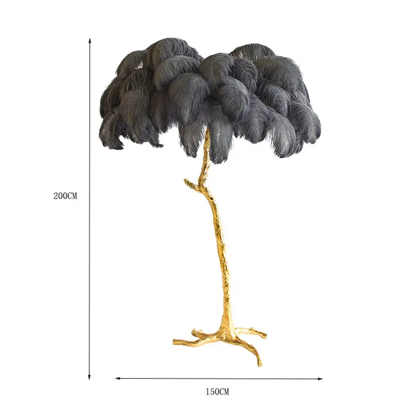 Современный страусиный светодиодный напольный светильник для отеля, гостиной, светодиодный напольный светильник из страусиного волоса, лампа для салона, светильник ing - Цвет абажура: Серый