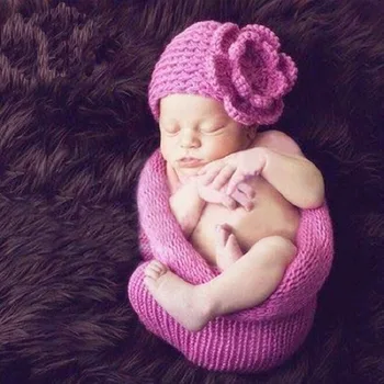 

Newborn Baby Photography Props Handmade Floral Crochet Knit Clothes Infant Sleeping Bag Fotografia Costume Outfits Shower Gift