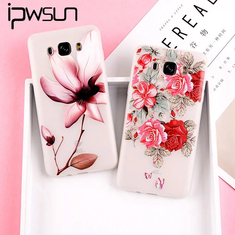 

iPWSOO Case For Samsung Galaxy Note 8 9 S9 S8 S7 Plus A5 A7 C9 J5 J7 2017 2018 Case Beautiful Reilef Flower Soft TPU Phone Case