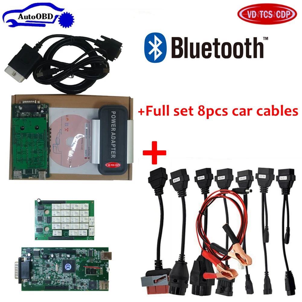 VD TCS CDP Pro Plus bluetooth Дополнительно. r3 с Keygen для car/грузовик/Generic OBD2 инструмент диагностики+ 8 шт. автомобиля кабели По DHL