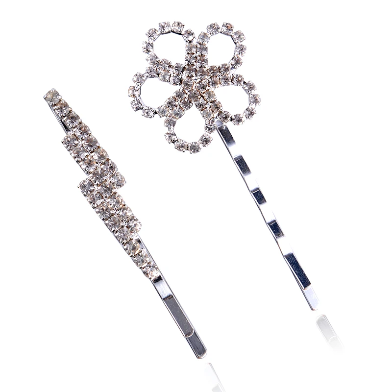 

1pair Hairpins Women Rhinestone Flower Shaped Hair Clips Elegant Ladies Barrettes Hair Pins Girls Hair Accessories Headwear 626