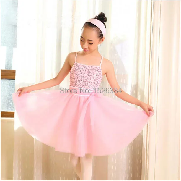 

Pink Sequin Camisole Ballet Dress Children Adult Dance Costume C16