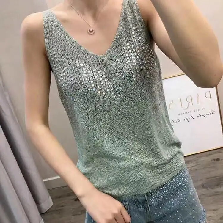 

In The Summer Of 2019 The New Show Thin Light V Is Gotten Loose Sleeveless T-shirt Vest Wear Condole Top Female Joker