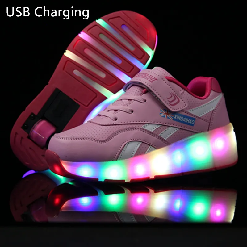 

Heelies USB Charging LED Light Sneakers with One Single Wheel Boy Girl Roller Skate Casual Shoe with Roller