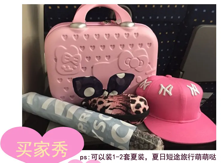 Мультяшная косметичка hello kitty Hellokitty макияж чехол ABS 14 дюймов милый Туризм стильный чемодан багаж Maleta Valise