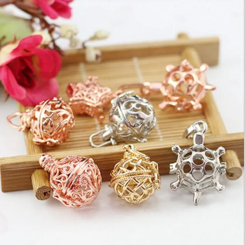 

20 styles Multiple Shapes Hollow Ball Bird Cage Pendant Aromatherapy Lockets Essential Oil Diffuser Necklace Perfume Locket Z751