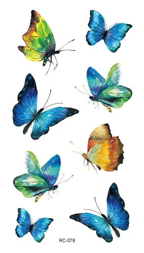 20 различных классические красивые бабочки татуировки водонепроницаемые Поддельные Временные татуировки наклейки тела татуировки маленькие 105x60 мм - Цвет: RC078