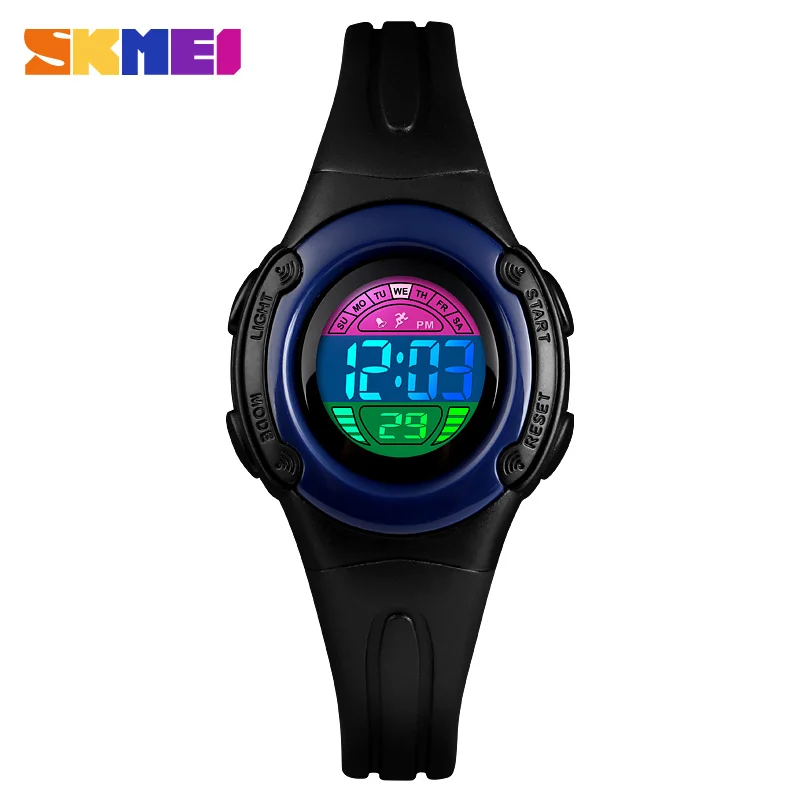 SKMEI Luminous Children Watch Fashion Digital Back Light 5Bar Waterproof Buckle Student Running Wristwatch Outdoor Casual Clock