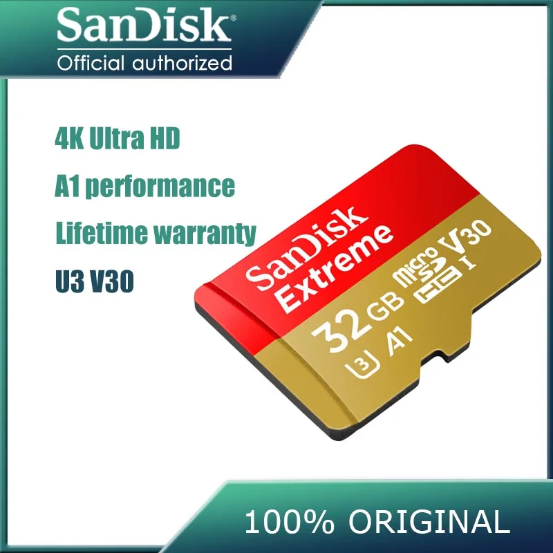 

SanDisk 32gb Memory Card Extreme 64gb micro SD Card UHS-I C10 U3 V30 A2 microSDHC/microSDXC Flash 128GB 256GB TF Card