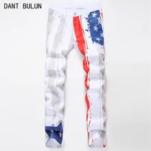 DANT BULUN 2017 Fashion Men Jeans Straight Brand Denim Long Pants Unique Man Print Mens Jeans Large Size 30-40