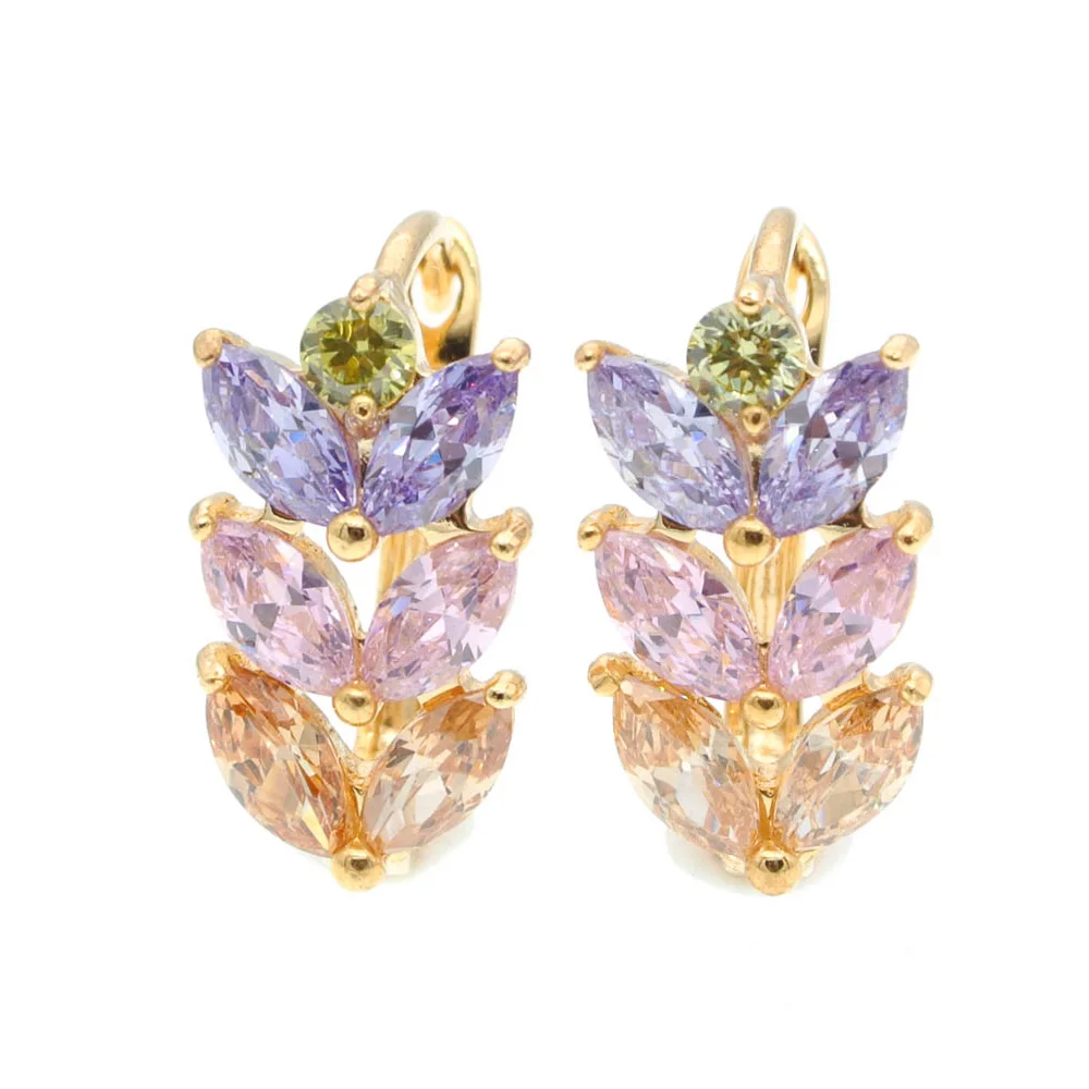 

Cz Hojas Gold Hoop Earrings Women Boucle D'oreille Earings Orecchini Donna Aros Oorringen Auskarai Oorbellen Kupe Bayan E0411M