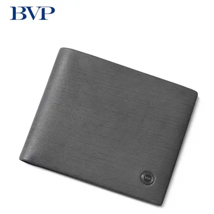 Мужские деловые кошельки из натуральной кожи BVP серый короткий кошелек мужской с