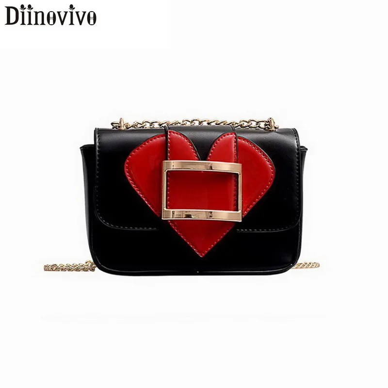 

DIINOVIVO Heart Shape Design Women's Bag PU Leather Handbag Pouch Female Bags Small Shoulder Crossbody Bags For Women WHDV1161