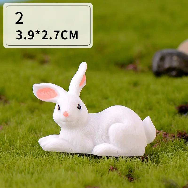 Мини играющая Фигурка кролика модель животного Смола ремесло микро пейзаж домашний декор миниатюрное украшение для сада в виде Феи аксессуары - Цвет: No.2