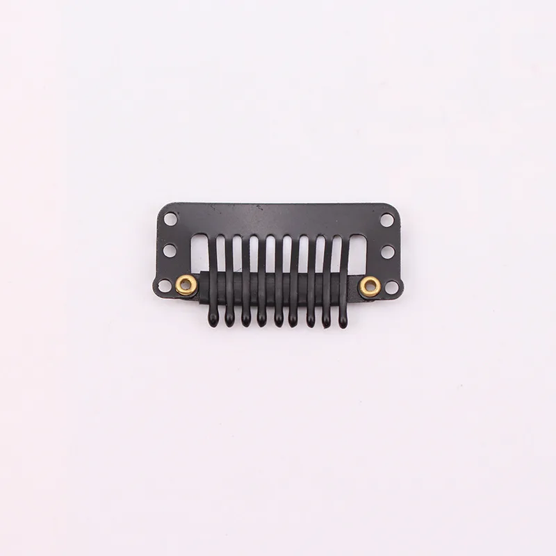 50 pcs 32mm 9-teeth Hair Extension Clips Snap Metal Clips With Silicone Back For Clip in Human Hair Extensions Wig Comb Clips