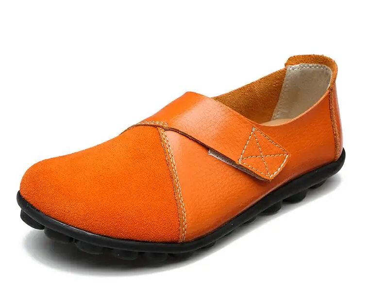 Plardin/Женская обувь на плоской подошве; сезон весна; модная удобная обувь на плоской подошве из натуральной кожи; женская обувь без шнуровки; женская обувь зеленого изумрудного цвета; zapatos mujer - Цвет: Оранжевый