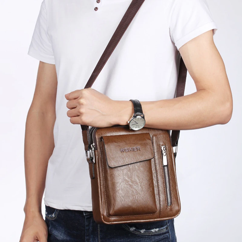 الأزياء حقيبة كتف الرجال حقيبة ساع بو الجلود الذكور حقيبة مصمم حقيبة يد رجل أكياس Crossbody بولسا الغمد WBS510-2