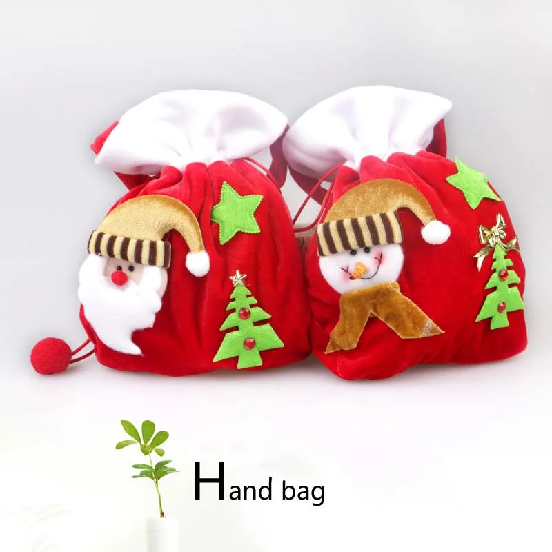 

Ynaayu 1pcs Christmas Candy Bags High-grade Gold Velvet Bag Santa Claus Handbag Snowman Xmas Bag For Children Gift Party supply