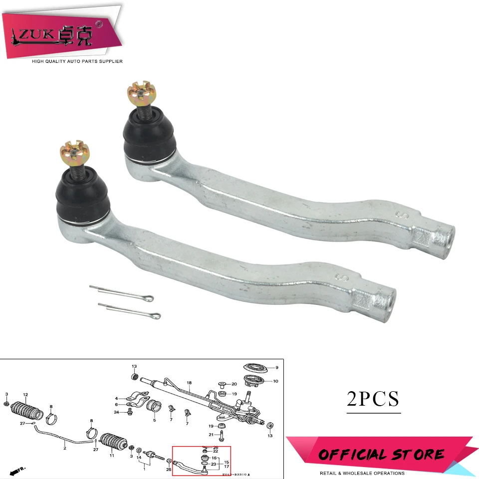 

ZUK 2PCS Suspension Front Axle Outer Tie Rod End Steering Track Rod End For ACCORD 1994-1997 ODYSSEY 1995-1997 CL 1997-2003 TL