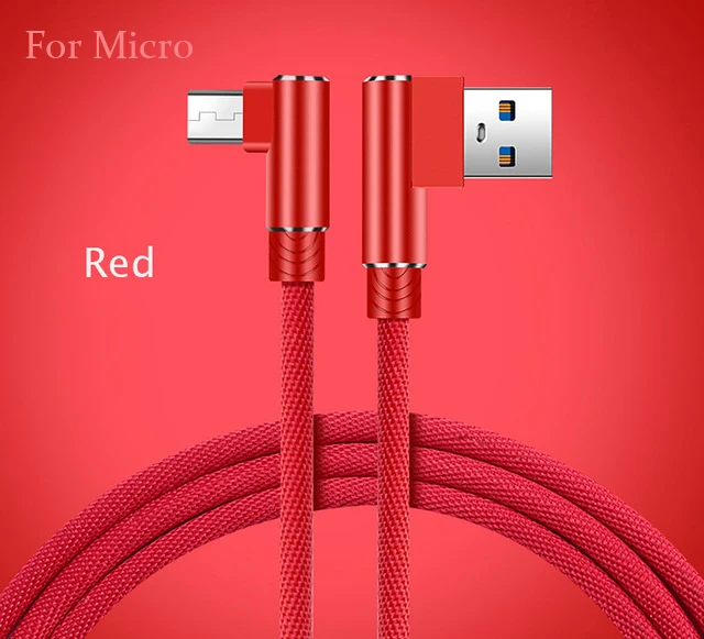 Micro USB кабель 2A быстро Зарядное устройство кабель USB шнур Suntaiho 90 градусов локоть нейлон плетеный кабель для передачи данных для samsung/sony /Xiaomi телефона Android - Цвет: Red