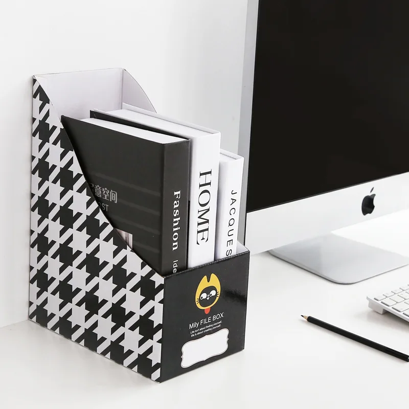 Buy Waterproof Kraft Paper DIY File Box Desk Organizer Desktop Storage Box for