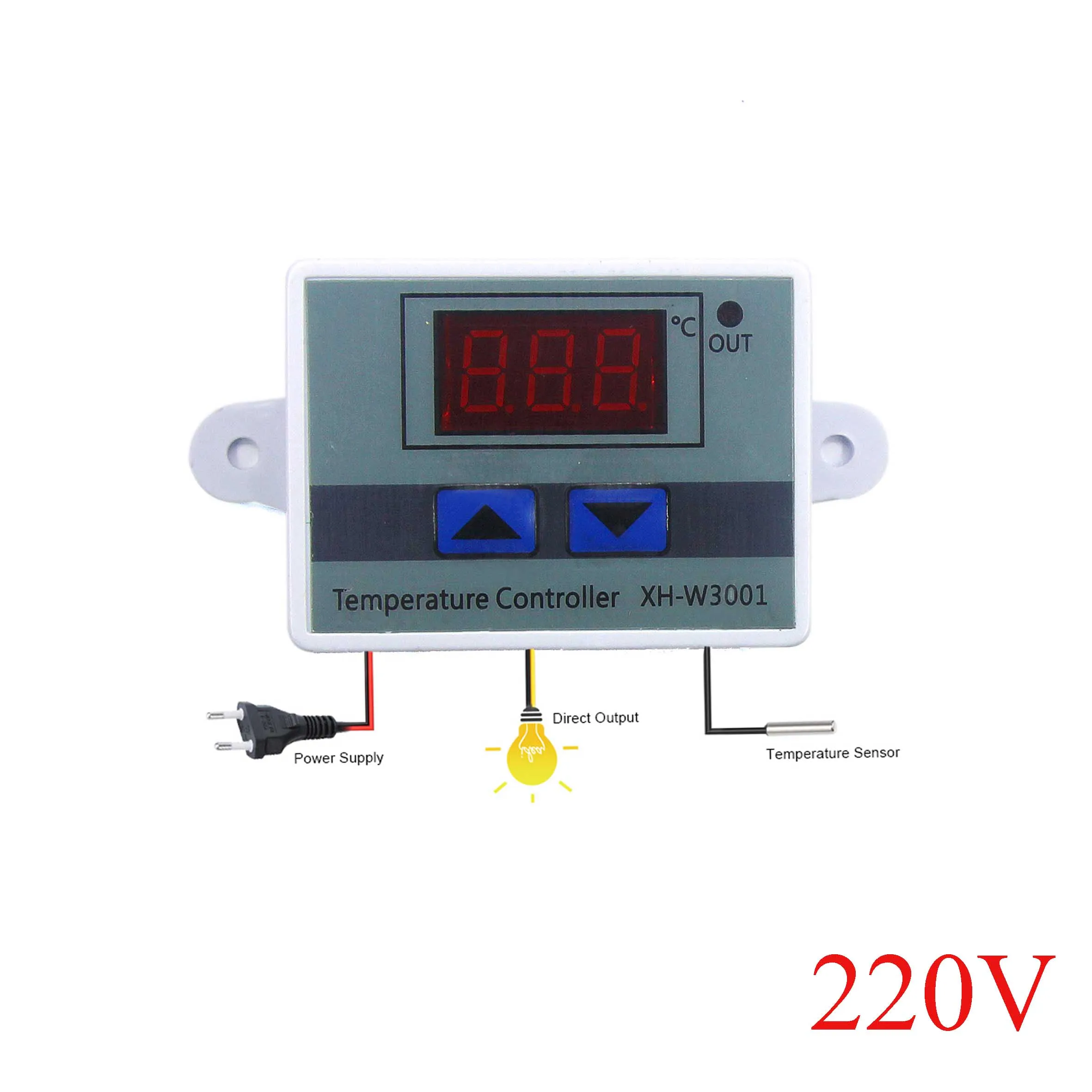 XH-W3001 10A цифровой Температура контроллер высокого качества Термальность регулятор температуры с термопарным термостат с ЖК-дисплей Дисплей 12V 24V 220V - Цвет: 220V