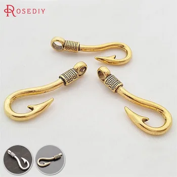 

(30286)20PCS 37x13MM Antique Gold Color Zinc Alloy Fish Hooks Bracelet Charms Diy Jewelry Findings Accessories Wholesale