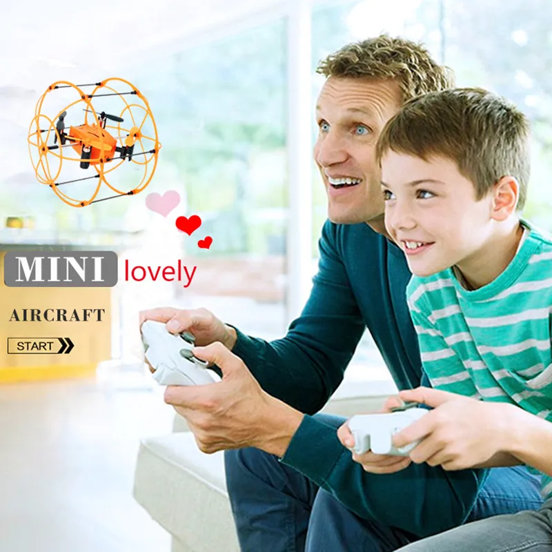 

Newest Sky Walker 1336 Mini RC Drone 2.4G 4CH 3D Eversion Flying and Running RC Quadcopter with Ball Shaped Protector vs H20C