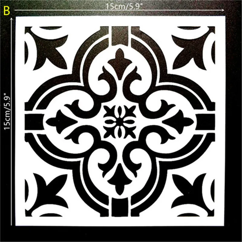 4Pcs/Pack 15*15cm DIY Home Painting Vintage Flower Pattern Stencil Template For Tile Floor Furniture Painting Decorative Home 4Pcs/Pack 15*15cm DIY Home Painting Vintage Flower Pattern Stencil Template For Tile Floor Furniture Painting Decorative Home