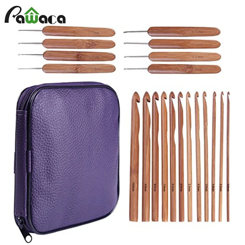 Buy 20 Pcs Bamboo Crochet Hooks Set Ergonomic Knitting
