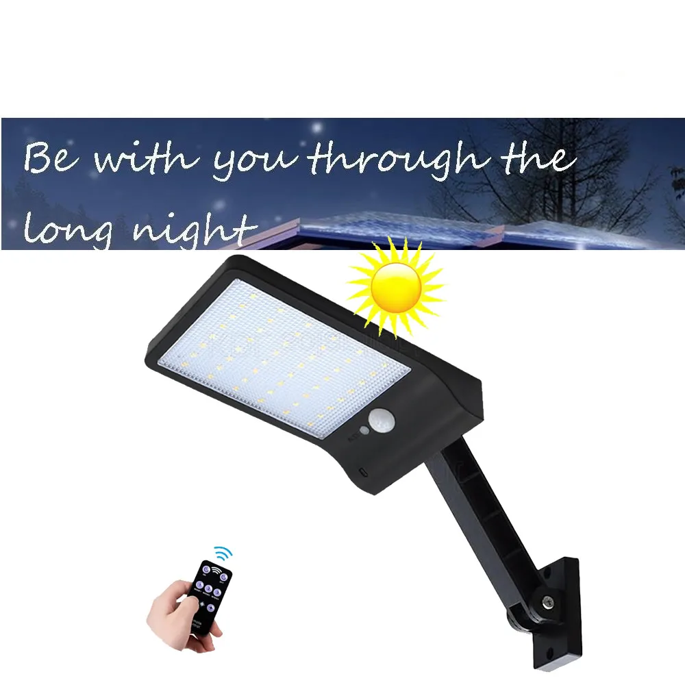 

remote control rotate bracket solar street light Upgraded 48 LED Solar Light Ultra-thin Wireless PIR Motion Sensor Solar Lamp Ip